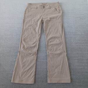 Prana Halle Hiking Pants Womens 10 Beige Straight Leg Relaxed Fit Convertible